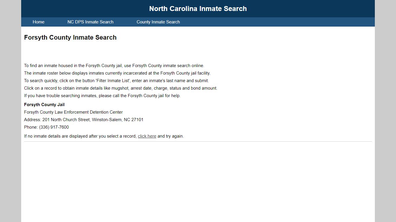 Forsyth County Inmate Search